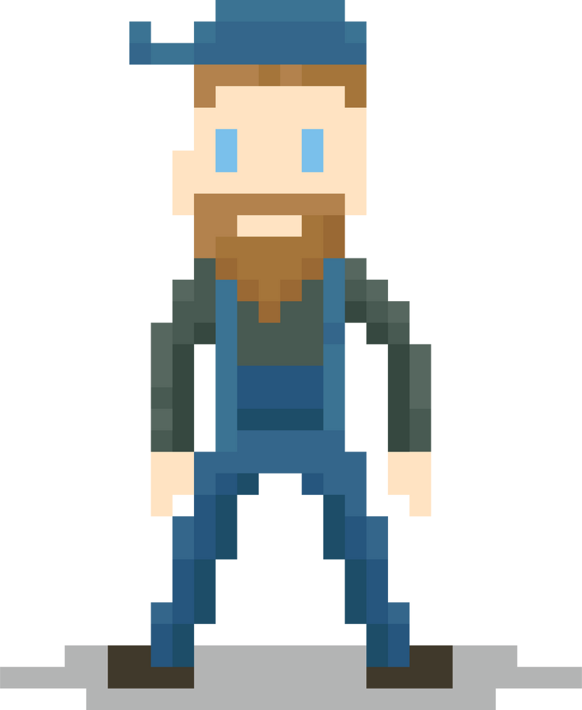 Pixel art construction worker character